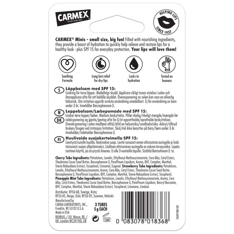Carmex Minis huulivoidelajitelma 3x5 g  SPF15